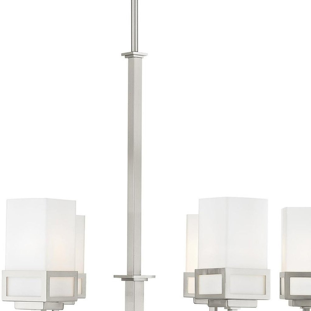 Nickel Six Light Metal Dimmable Chandelier With Shades
