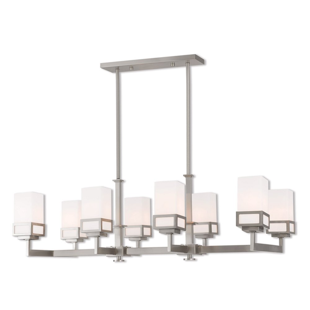 Eight Light Dimmable Chandelier With Shades