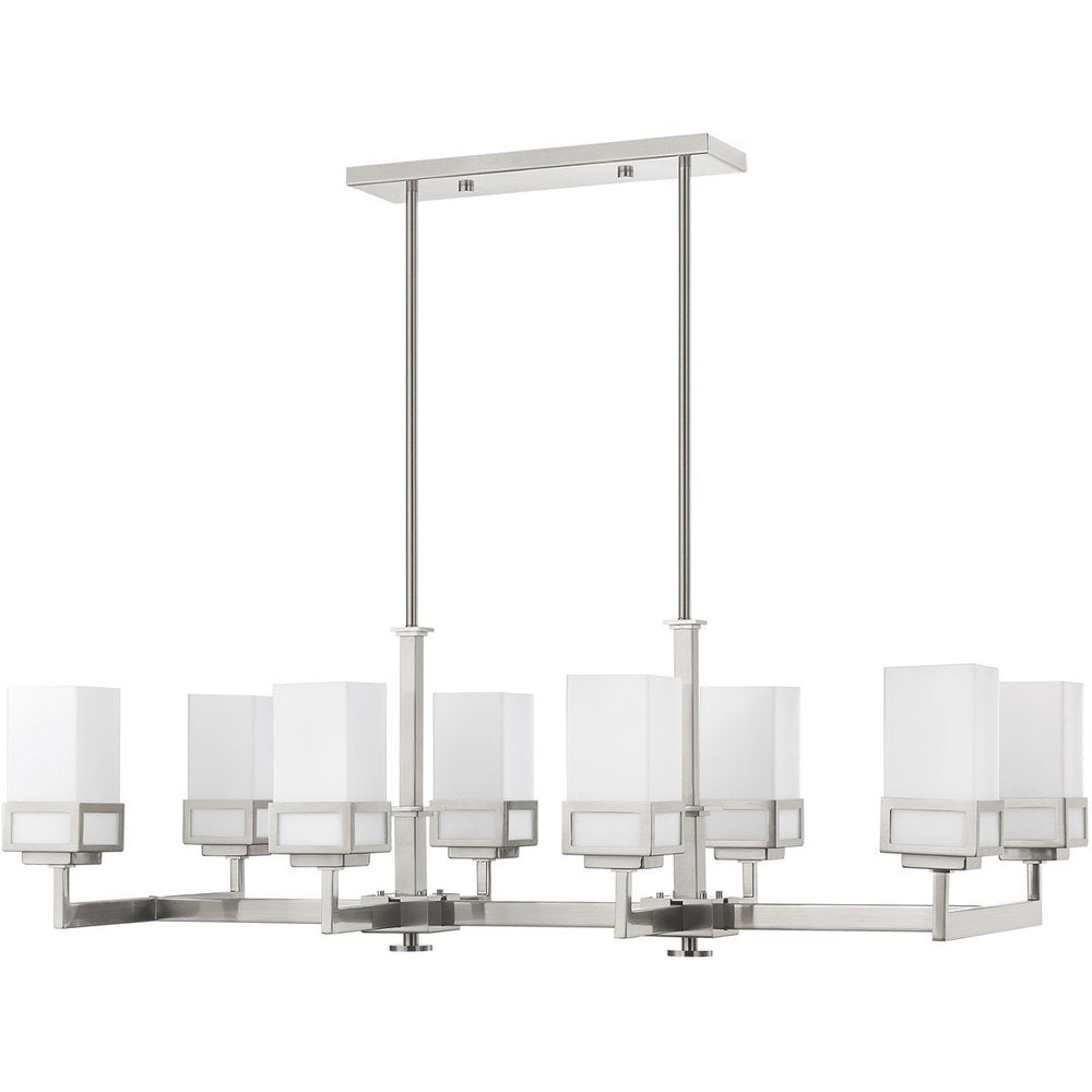 Eight Light Dimmable Chandelier With Shades