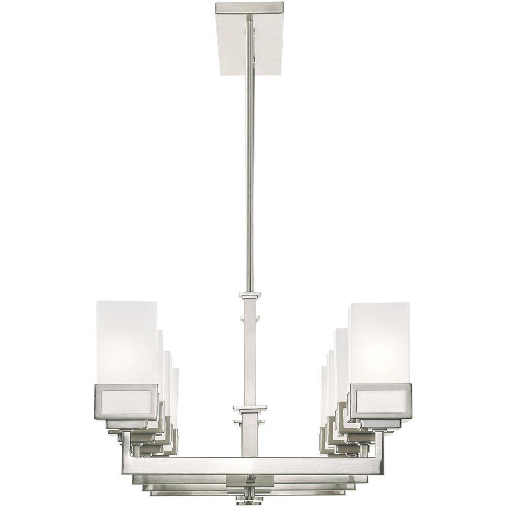 Eight Light Dimmable Chandelier With Shades