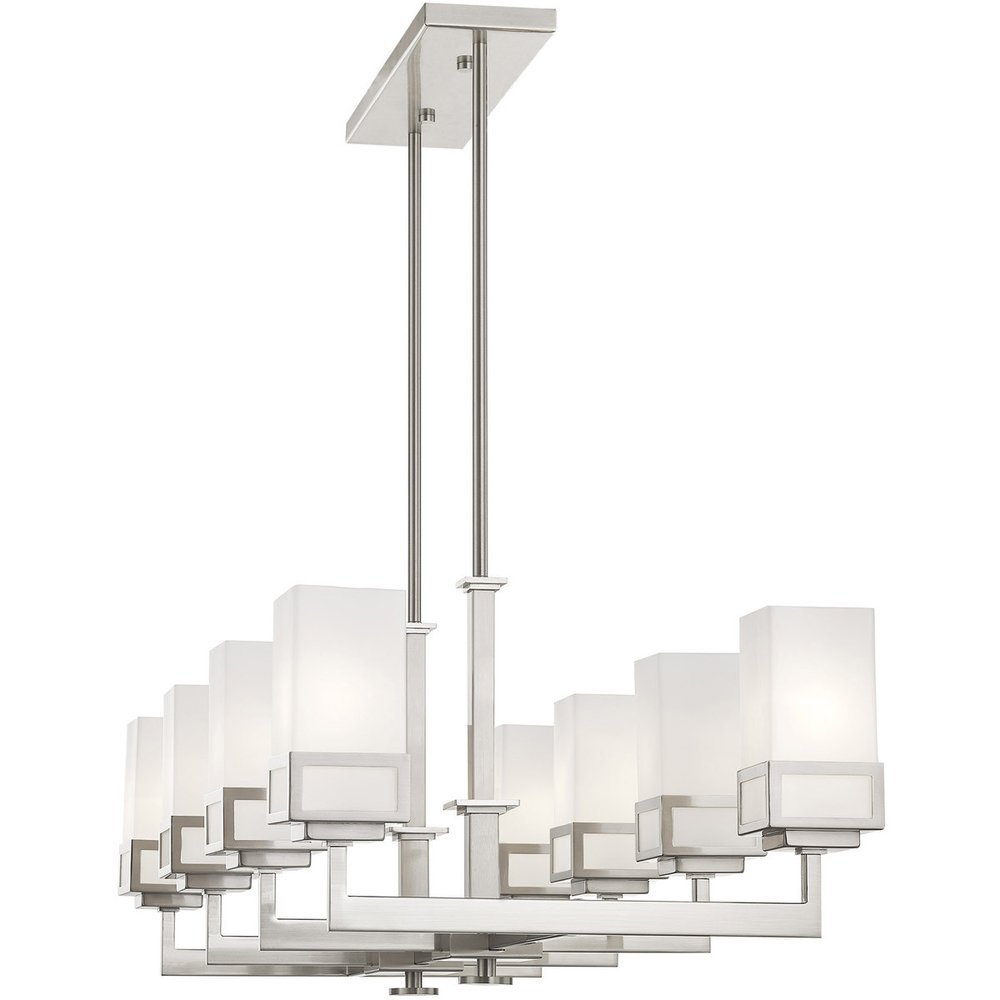 Eight Light Dimmable Chandelier With Shades