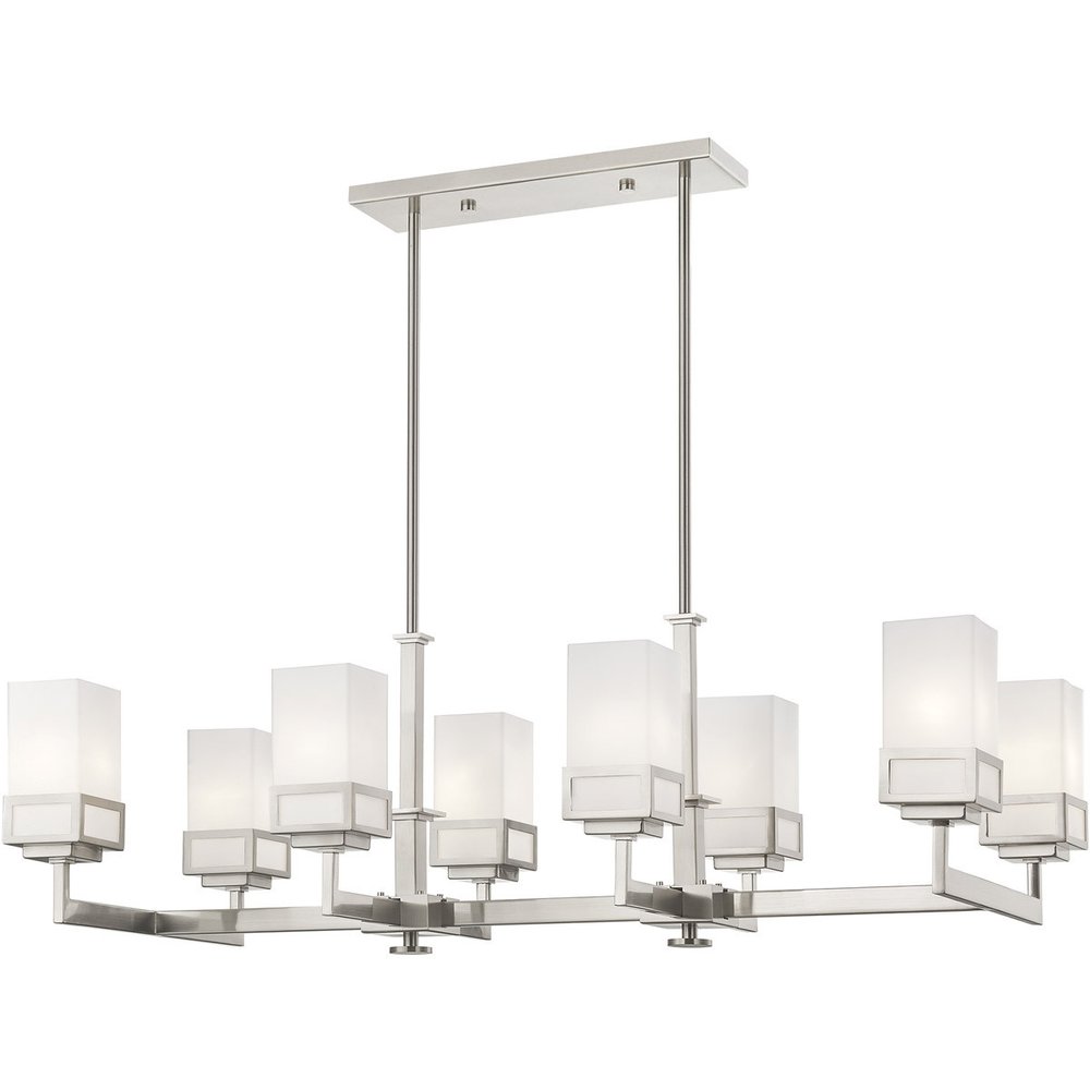 Eight Light Dimmable Chandelier With Shades