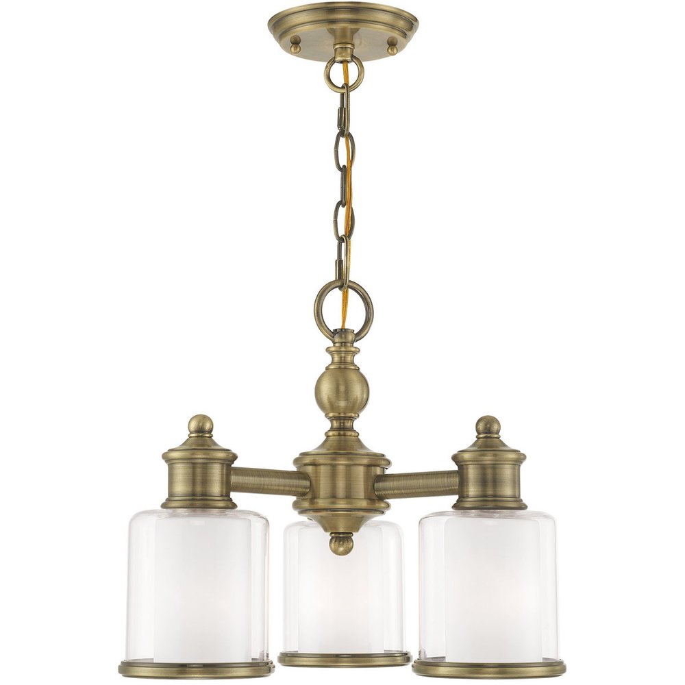 Antiqued Brass Three Light Metal Dimmable Chandelier With Shades