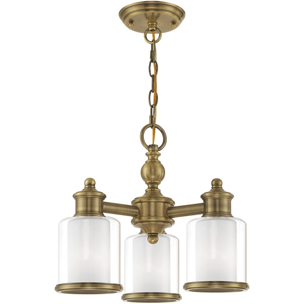 Antiqued Brass Three Light Metal Dimmable Chandelier With Shades