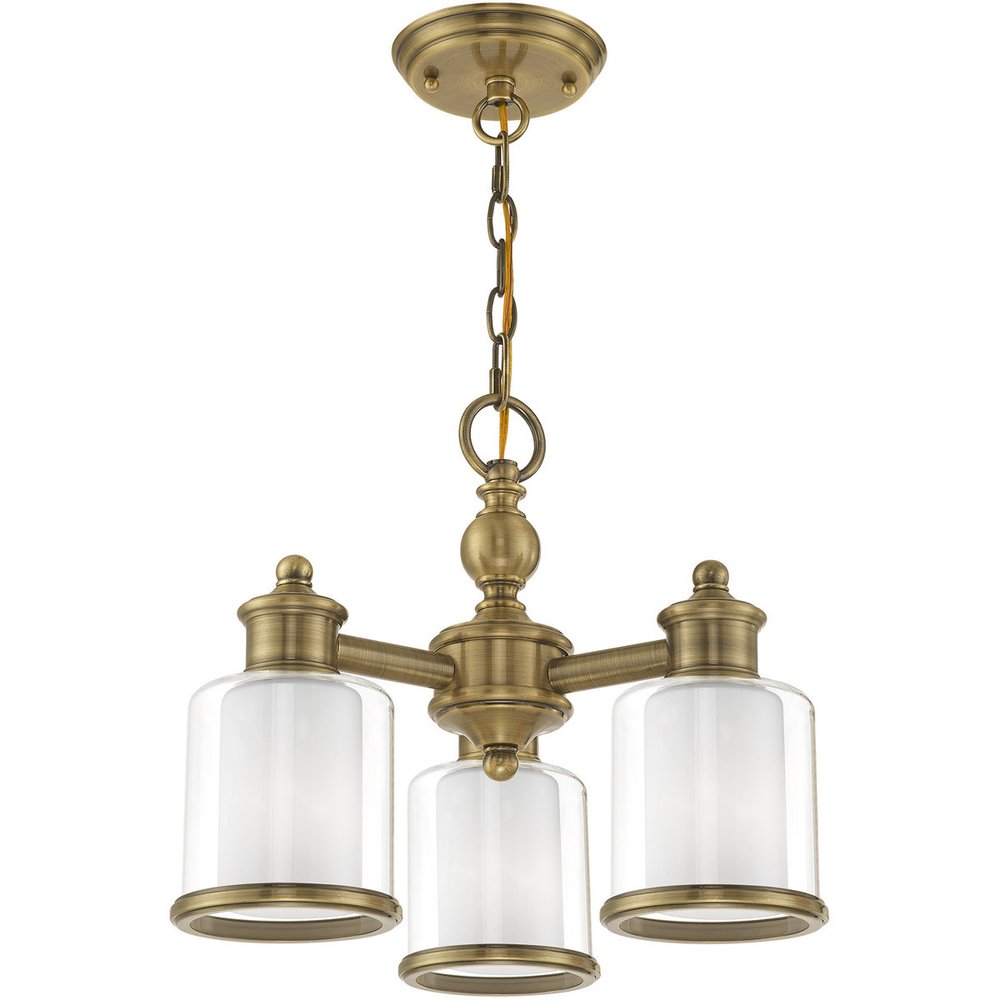 Antiqued Brass Three Light Metal Dimmable Chandelier With Shades
