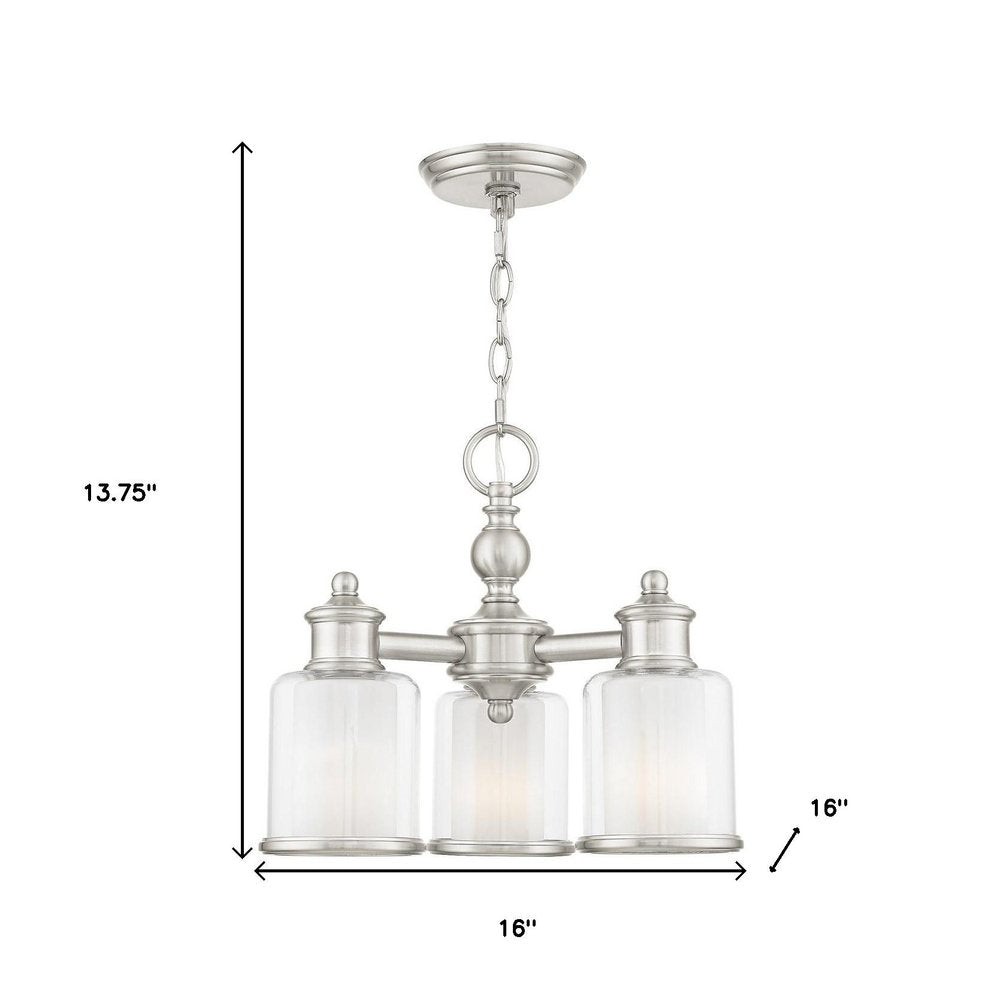 Nickel Three Light Metal Dimmable Chandelier With Shades