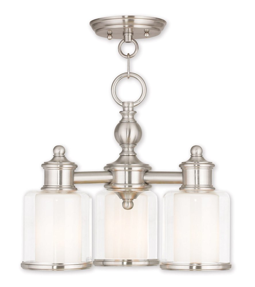 Nickel Three Light Metal Dimmable Chandelier With Shades