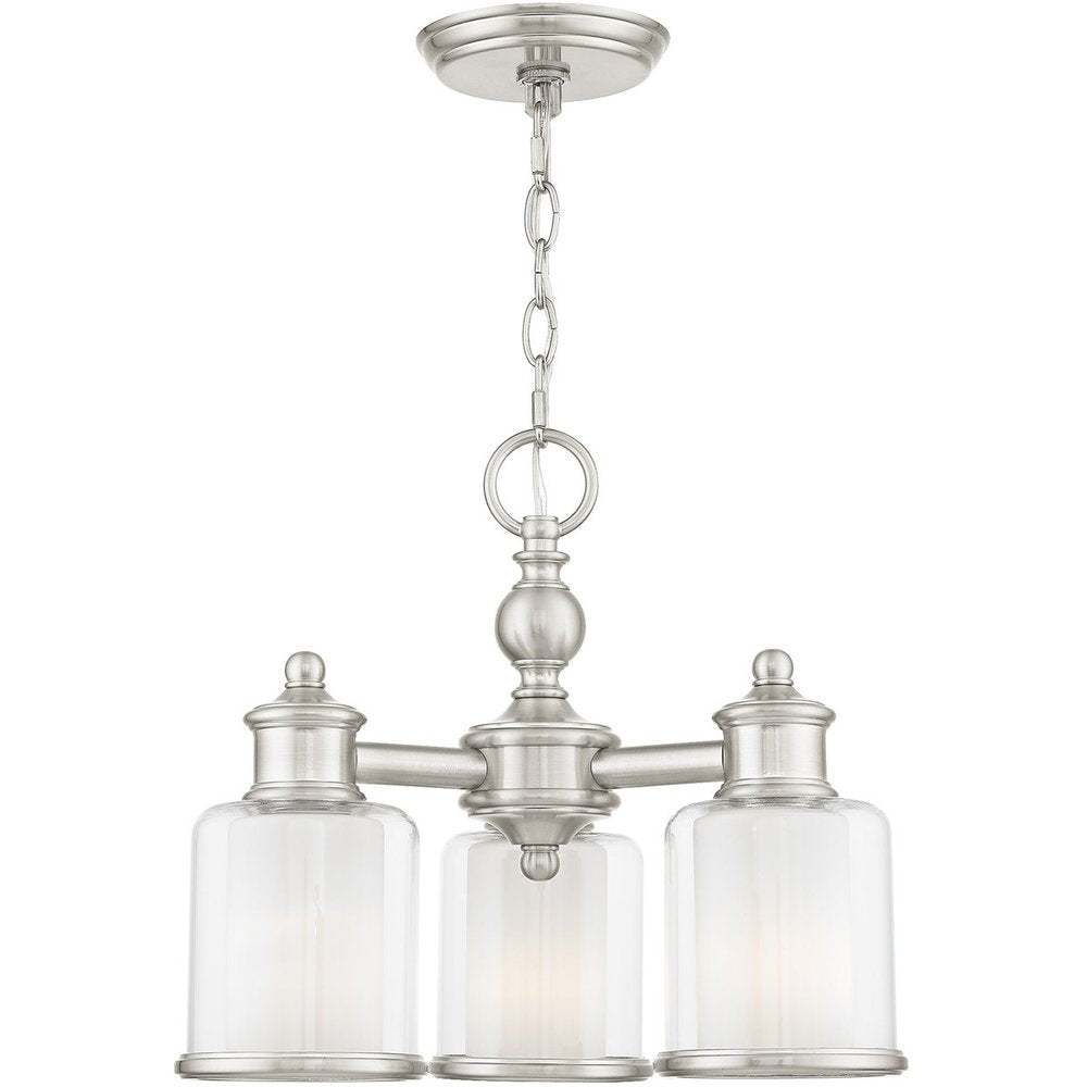 Nickel Three Light Metal Dimmable Chandelier With Shades