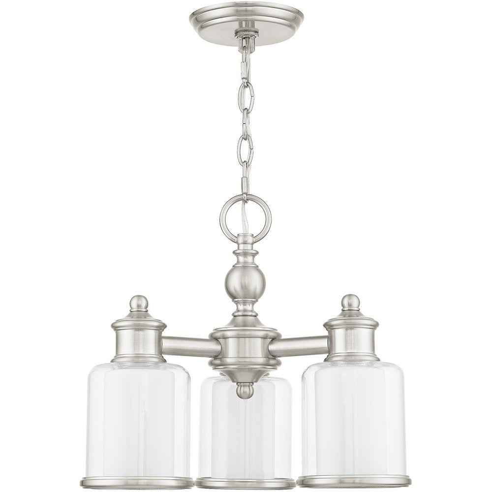 Nickel Three Light Metal Dimmable Chandelier With Shades