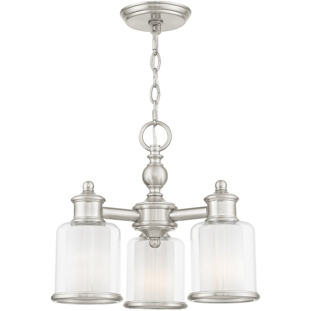 Nickel Three Light Metal Dimmable Chandelier With Shades