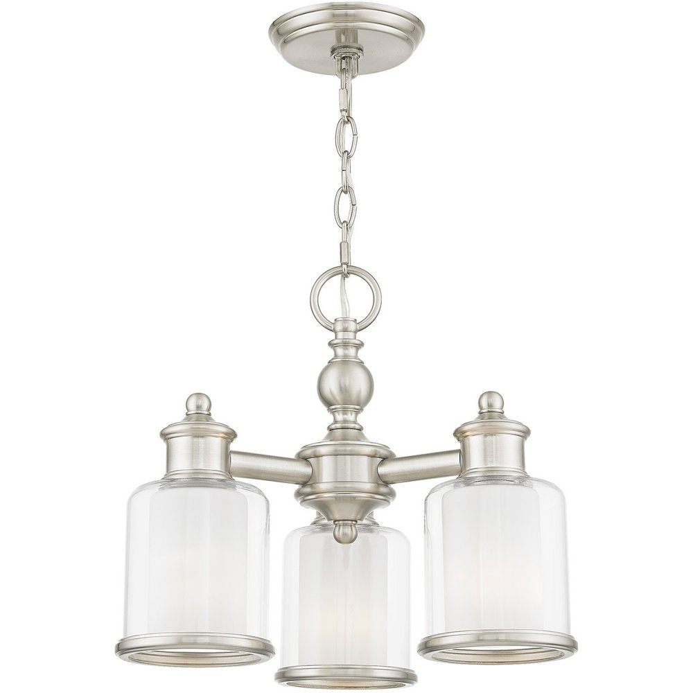 Nickel Three Light Metal Dimmable Chandelier With Shades