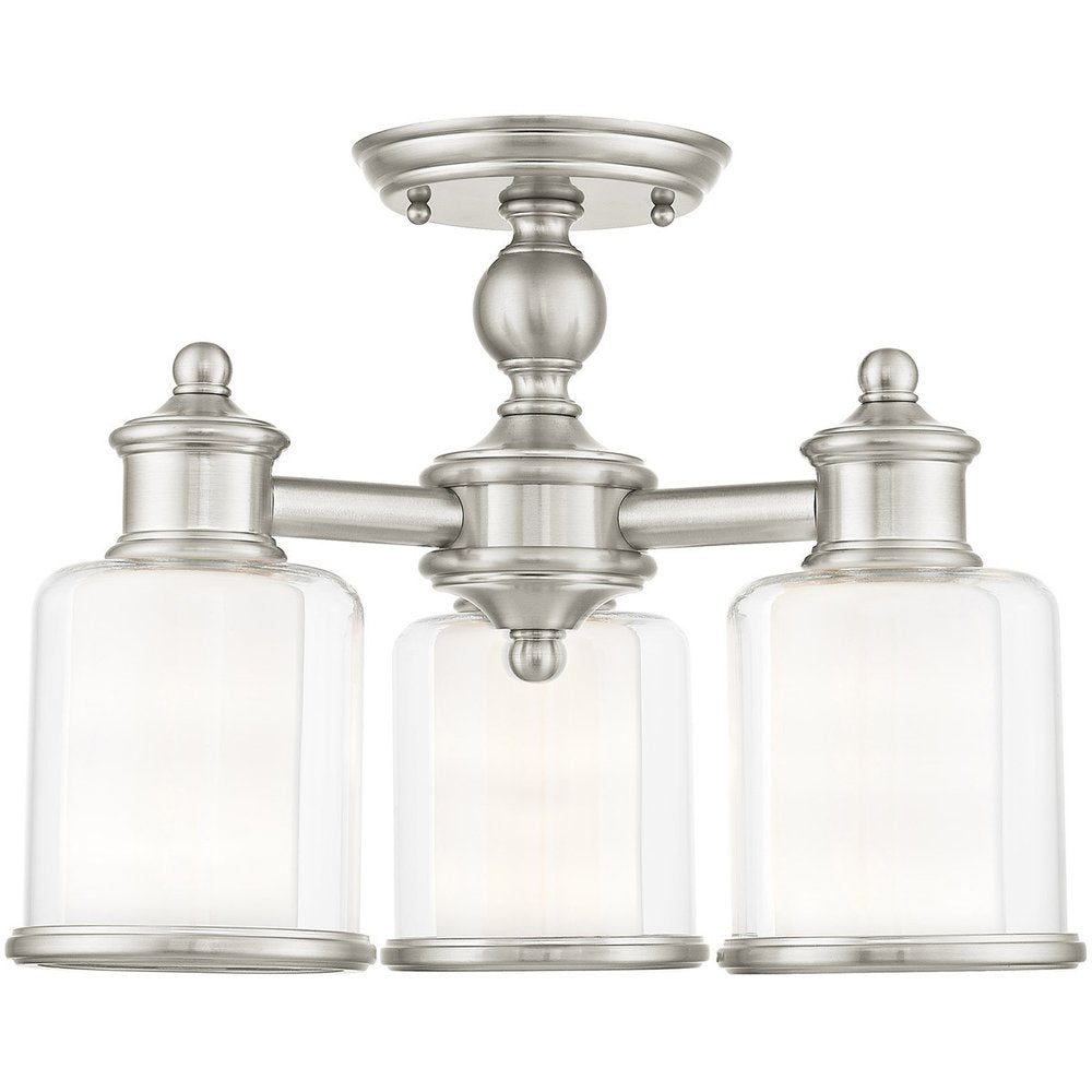 Nickel Three Light Metal Dimmable Chandelier With Shades