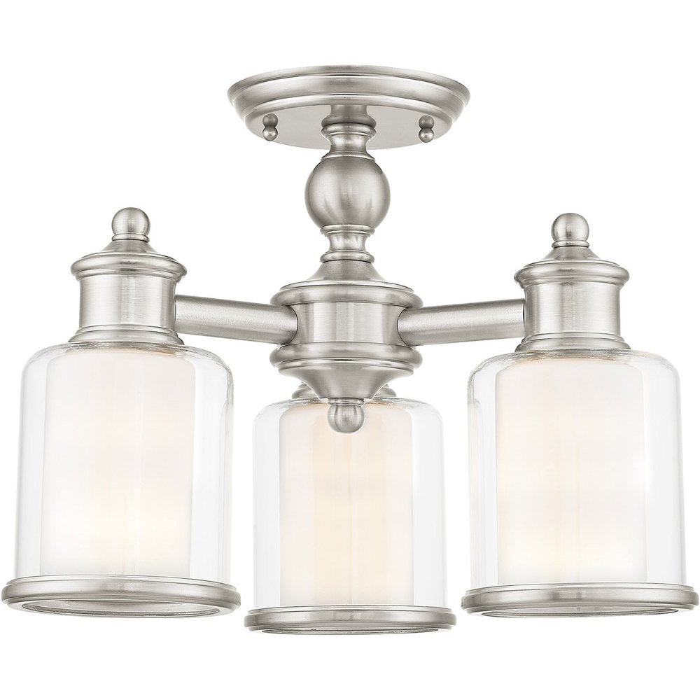 Nickel Three Light Metal Dimmable Chandelier With Shades