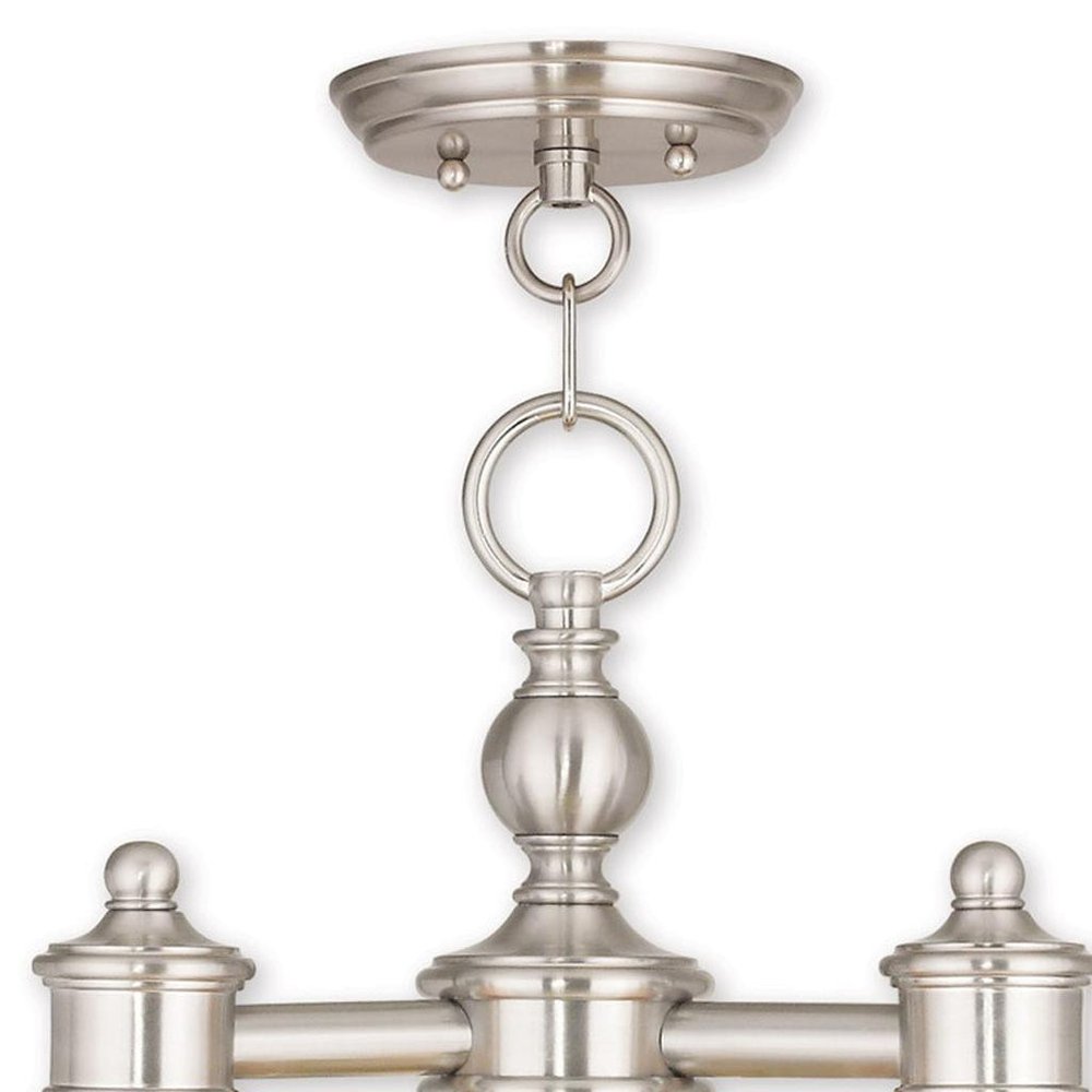 Nickel Three Light Metal Dimmable Chandelier With Shades