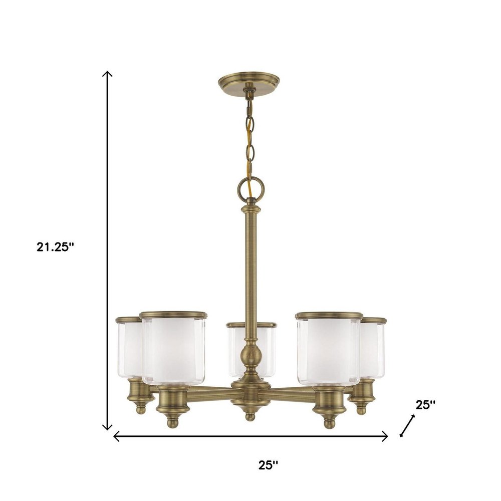 Five Light Dimmable Chandelier With Shades