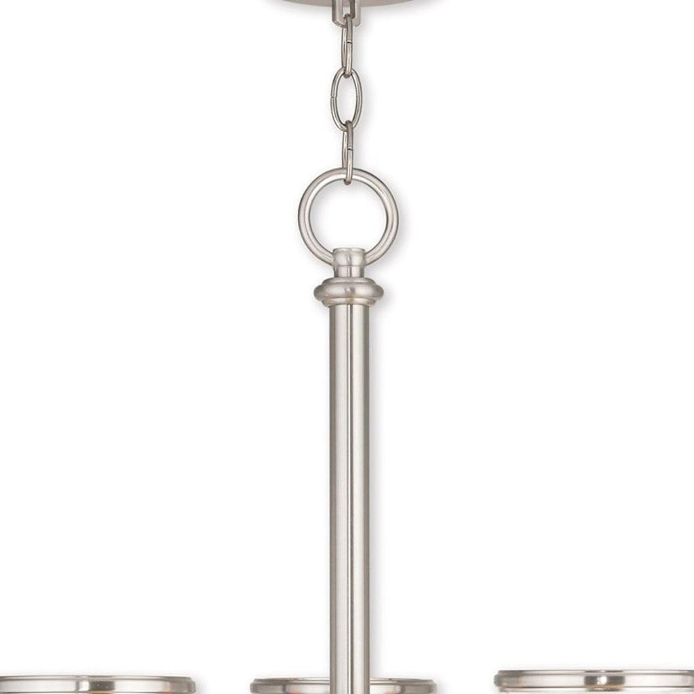Nickel Five Light Metal Dimmable Chandelier With Shades