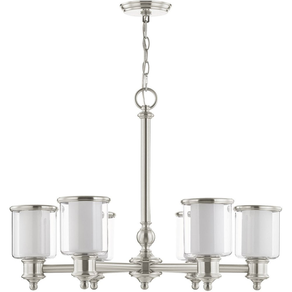 Nickel Six Light Metal Dimmable Chandelier With Shades