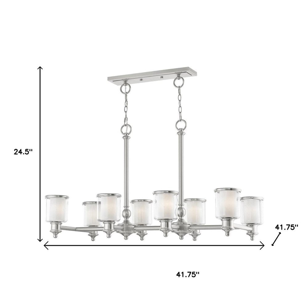 Nickel Eight Light Metal Dimmable Chandelier With Shades