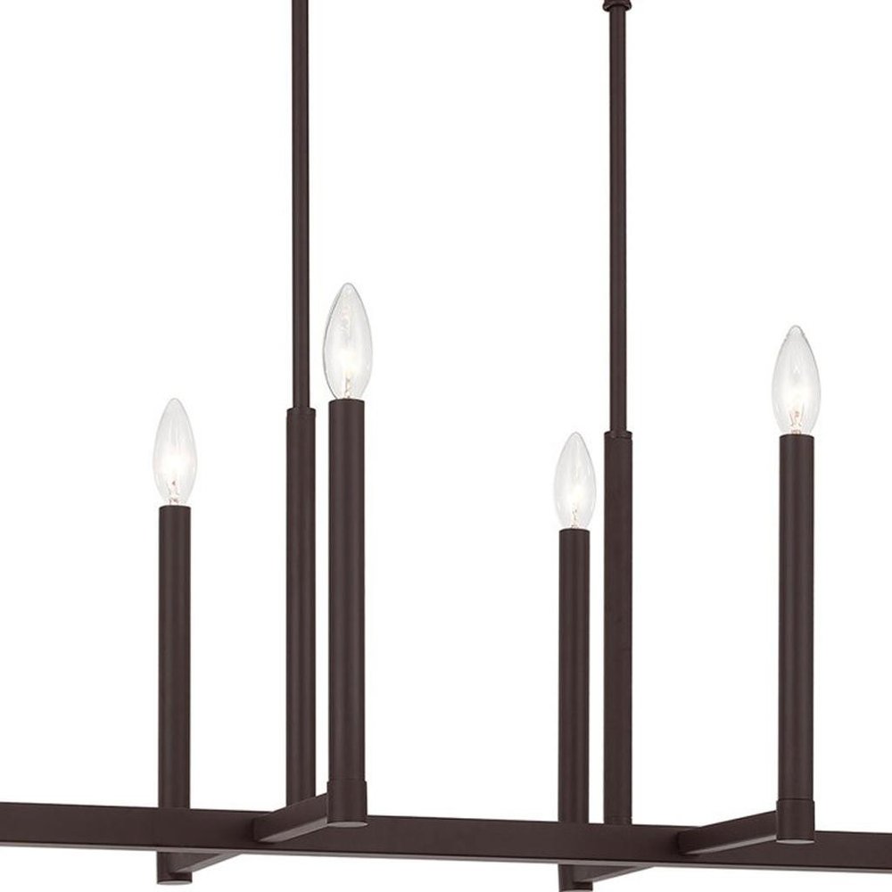 Bronze Eight Light Dimmable Chandelier With Shades