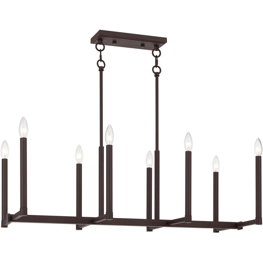 Bronze Eight Light Dimmable Chandelier With Shades