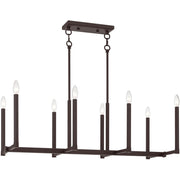 Bronze Eight Light Dimmable Chandelier With Shades