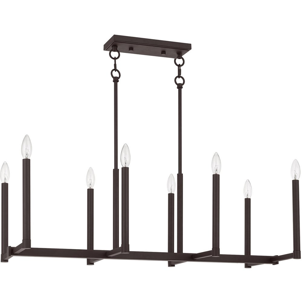 Bronze Eight Light Metal Dimmable Chandelier With Shades