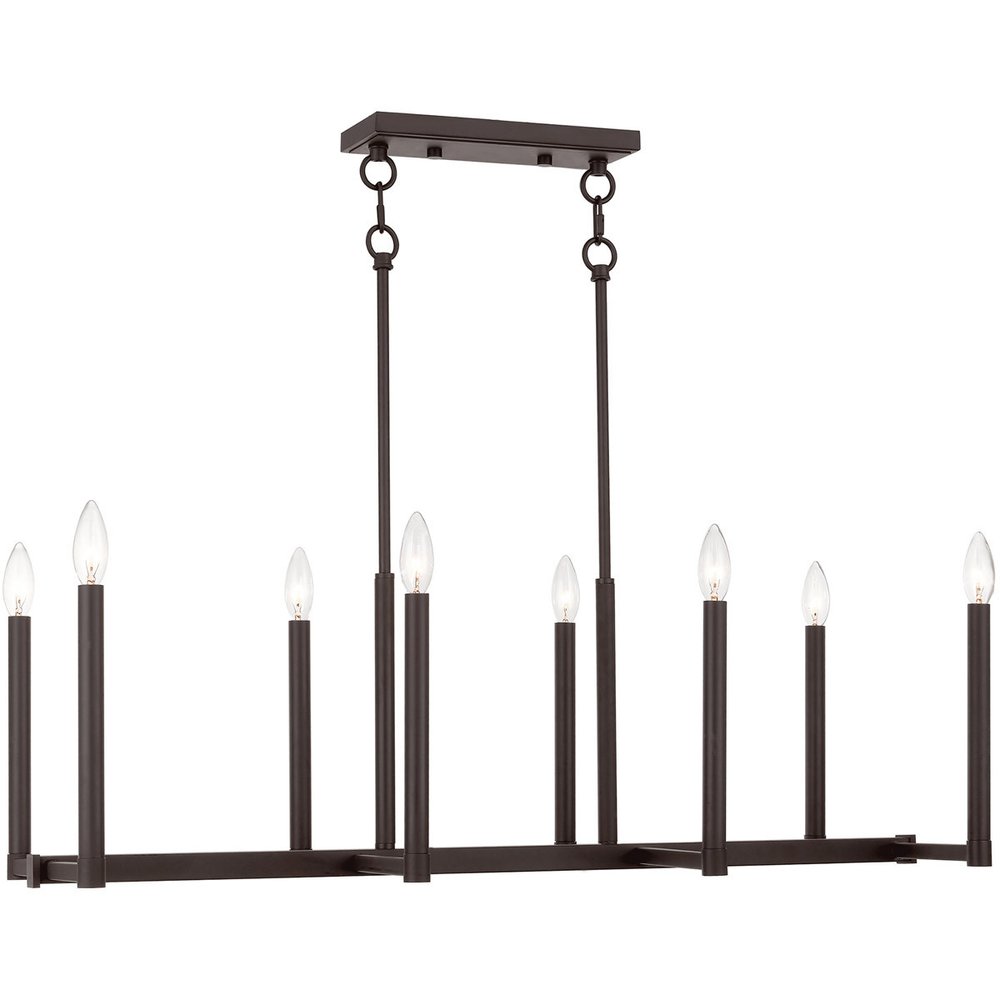 Bronze Eight Light Dimmable Chandelier With Shades