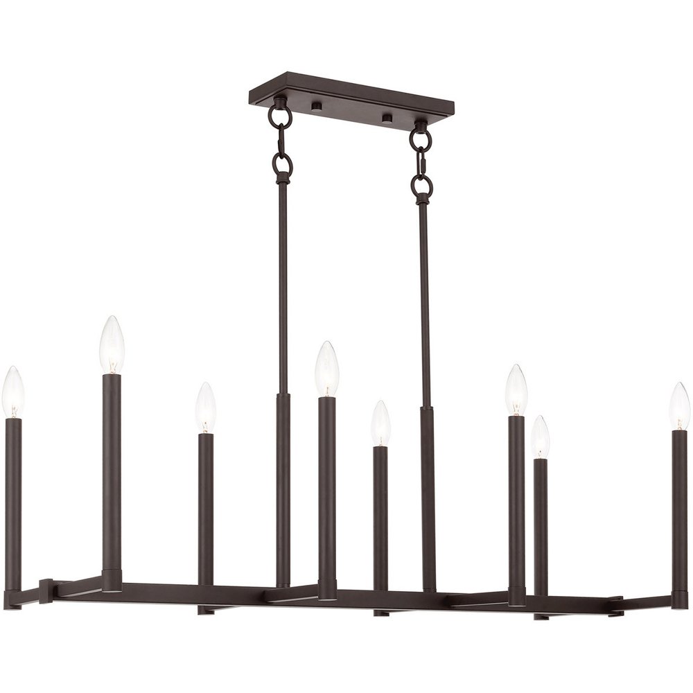 Bronze Eight Light Metal Dimmable Chandelier With Shades