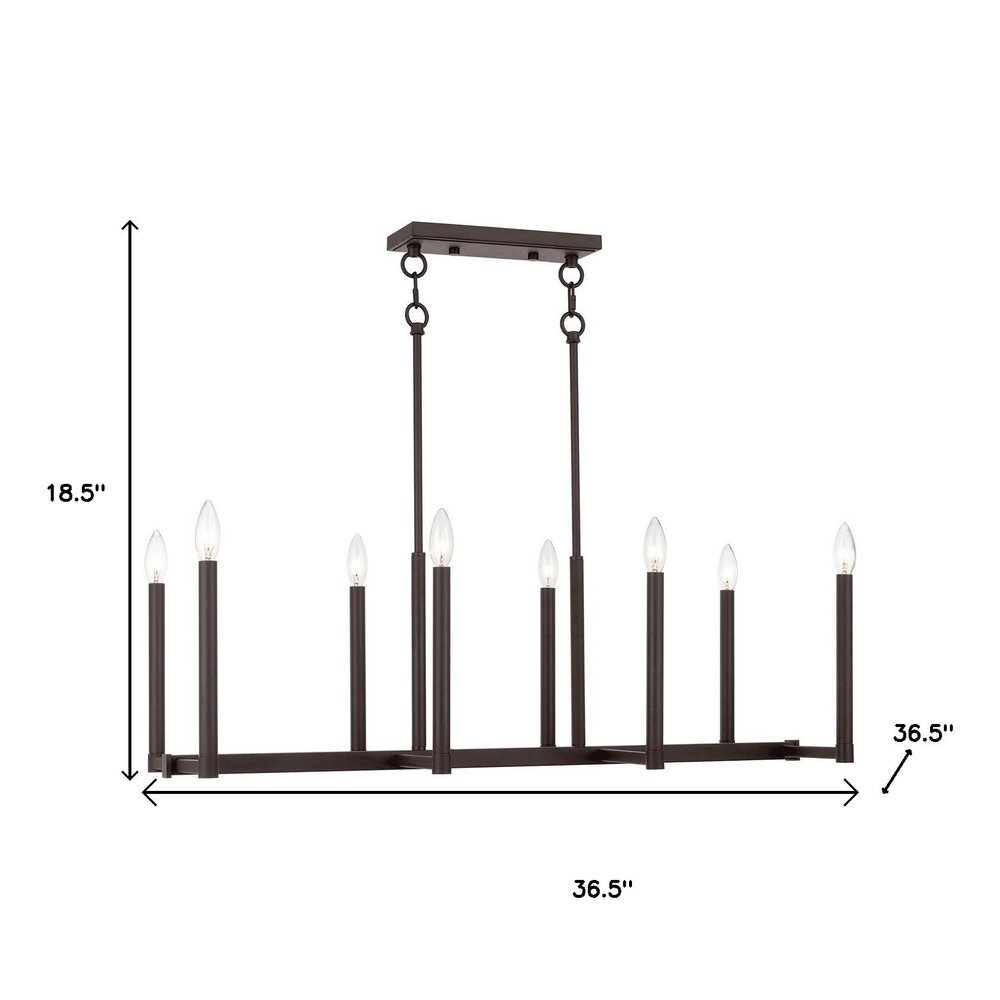 Bronze Eight Light Metal Dimmable Chandelier With Shades
