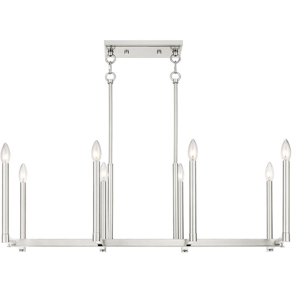 Nickel Eight Light Metal Dimmable Chandelier With Shades