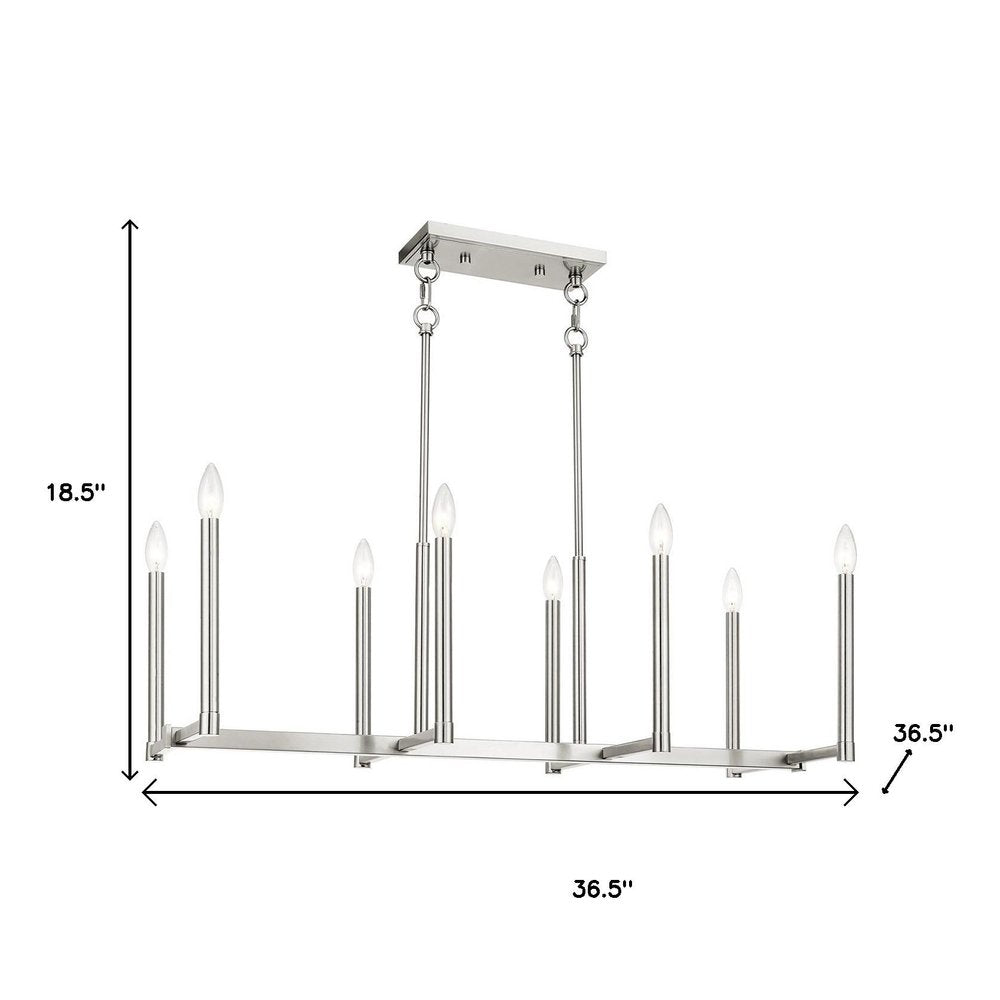 Nickel Eight Light Metal Dimmable Chandelier With Shades
