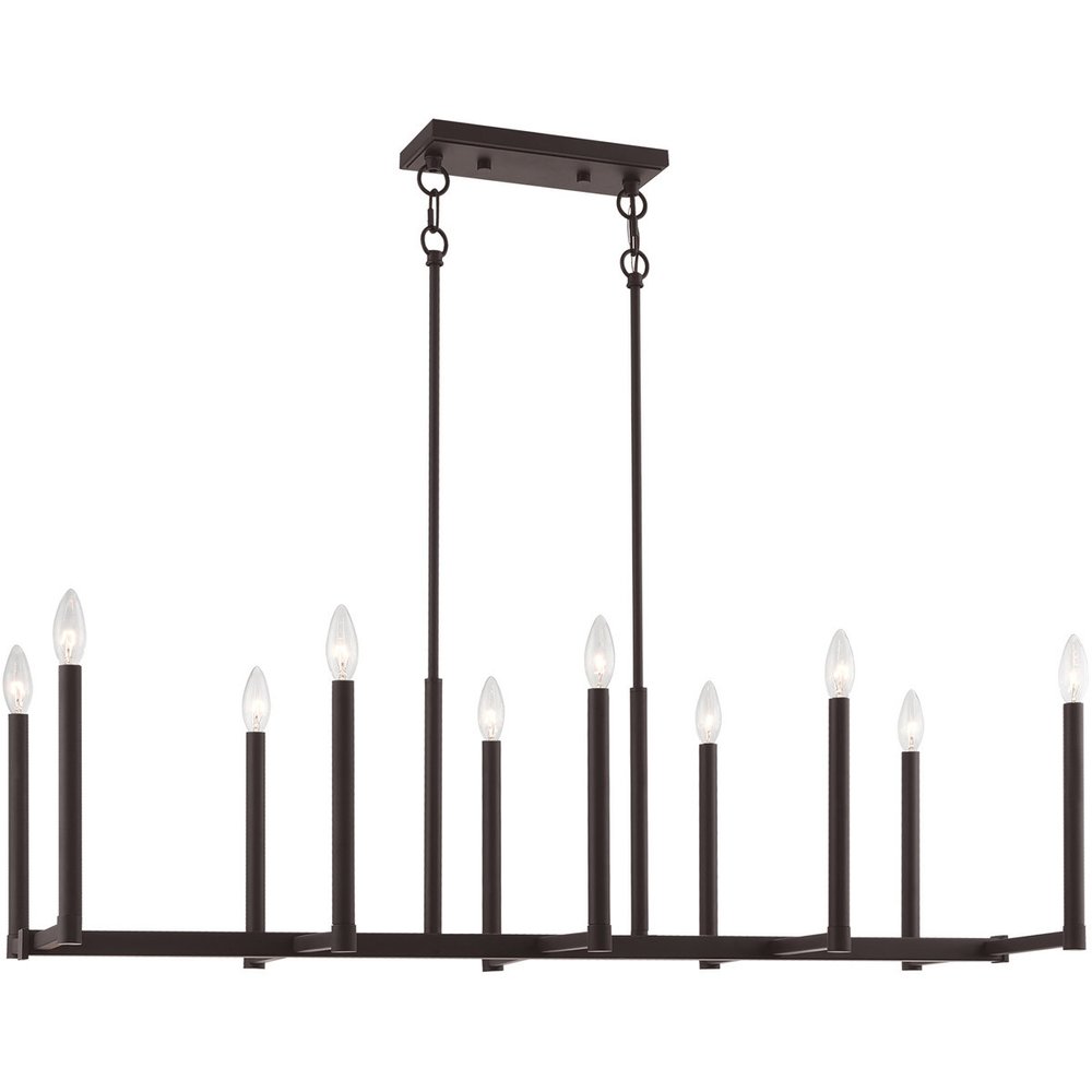 Bronze Ten Light Metal Dimmable Chandelier With Shades