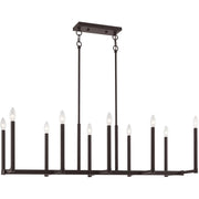 Bronze Ten Light Metal Dimmable Chandelier With Shades