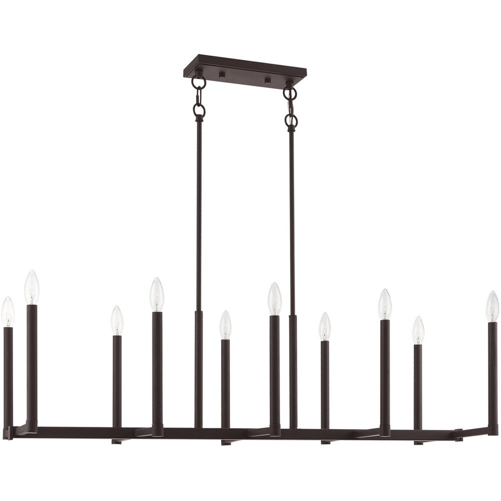 Bronze Ten Light Metal Dimmable Chandelier With Shades