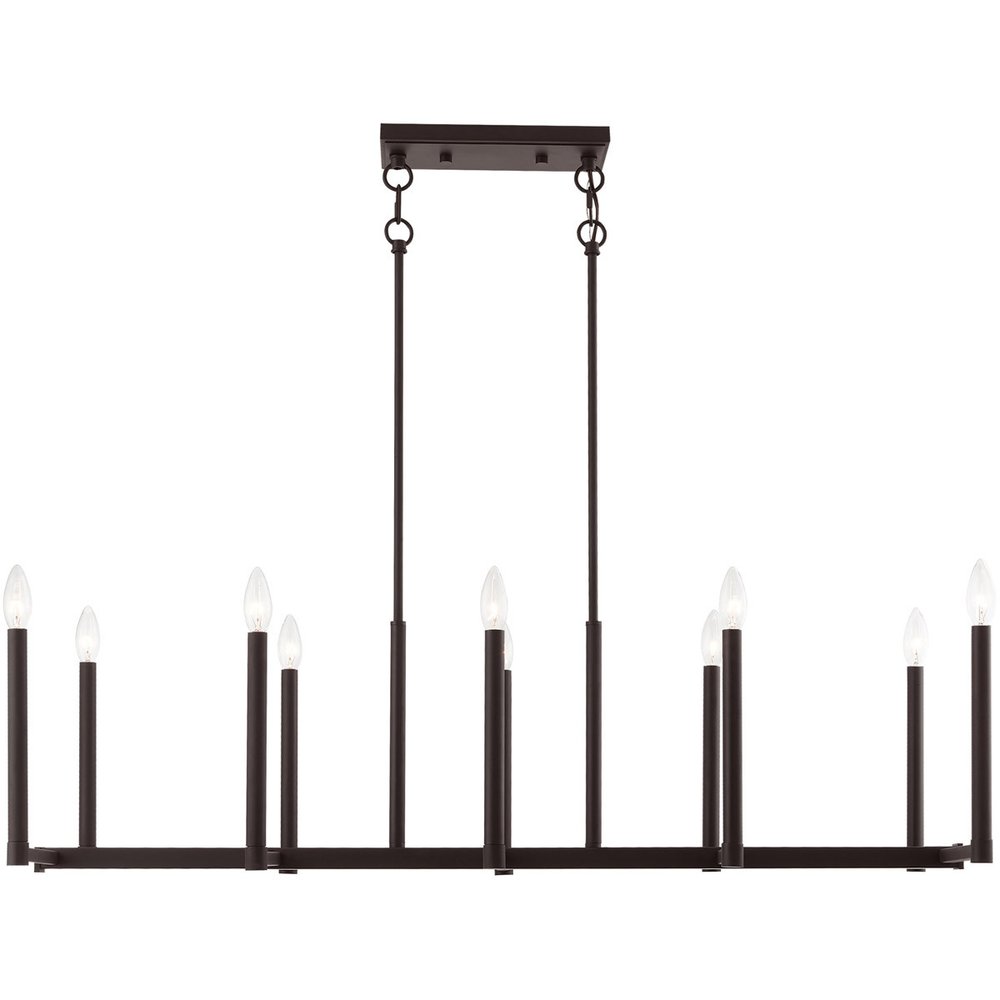 Bronze Ten Light Metal Dimmable Chandelier With Shades