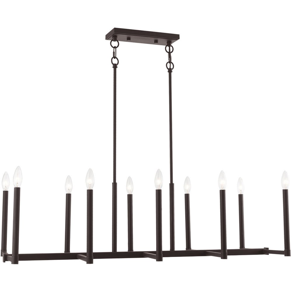 Bronze Ten Light Metal Dimmable Chandelier With Shades