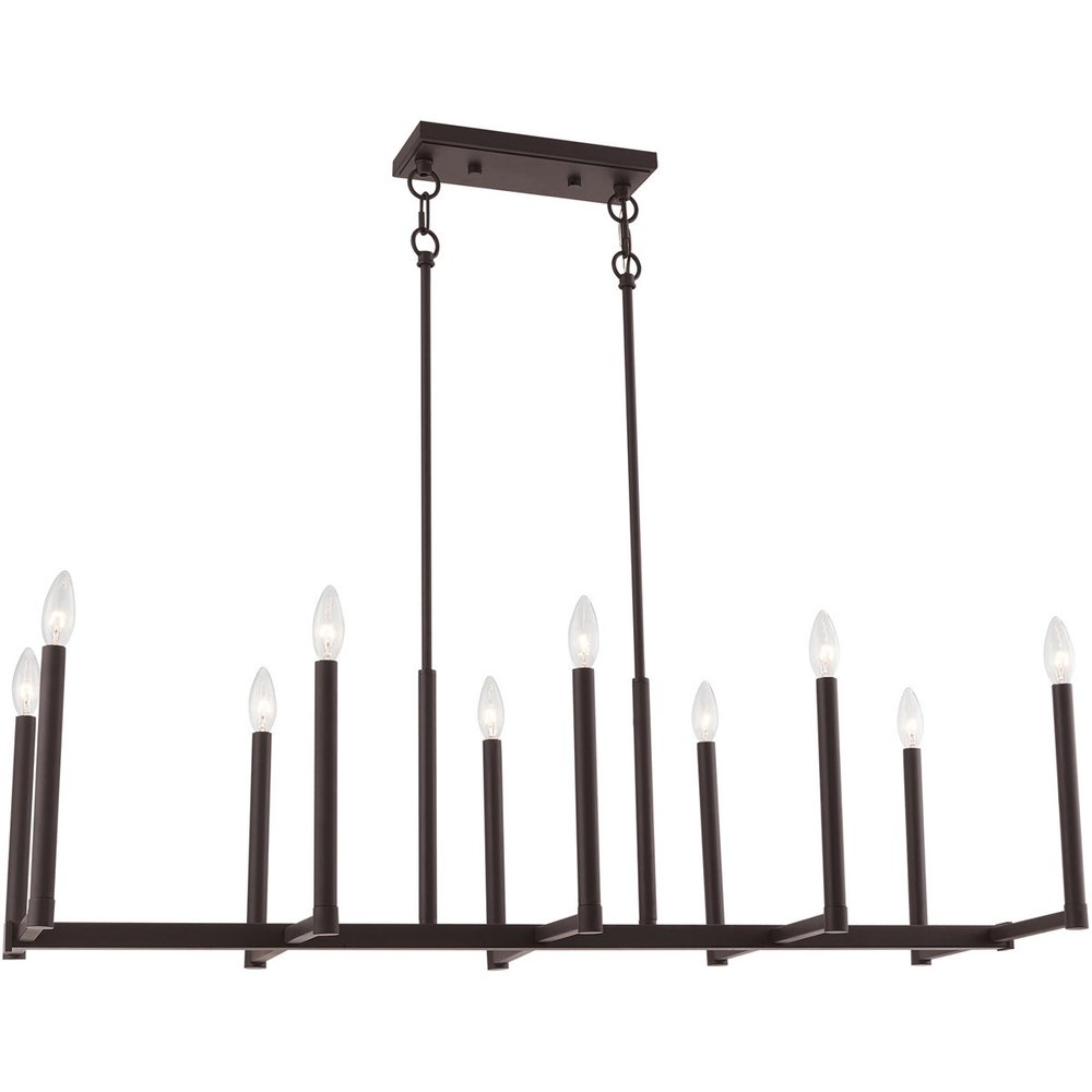 Bronze Ten Light Dimmable Chandelier With Shades