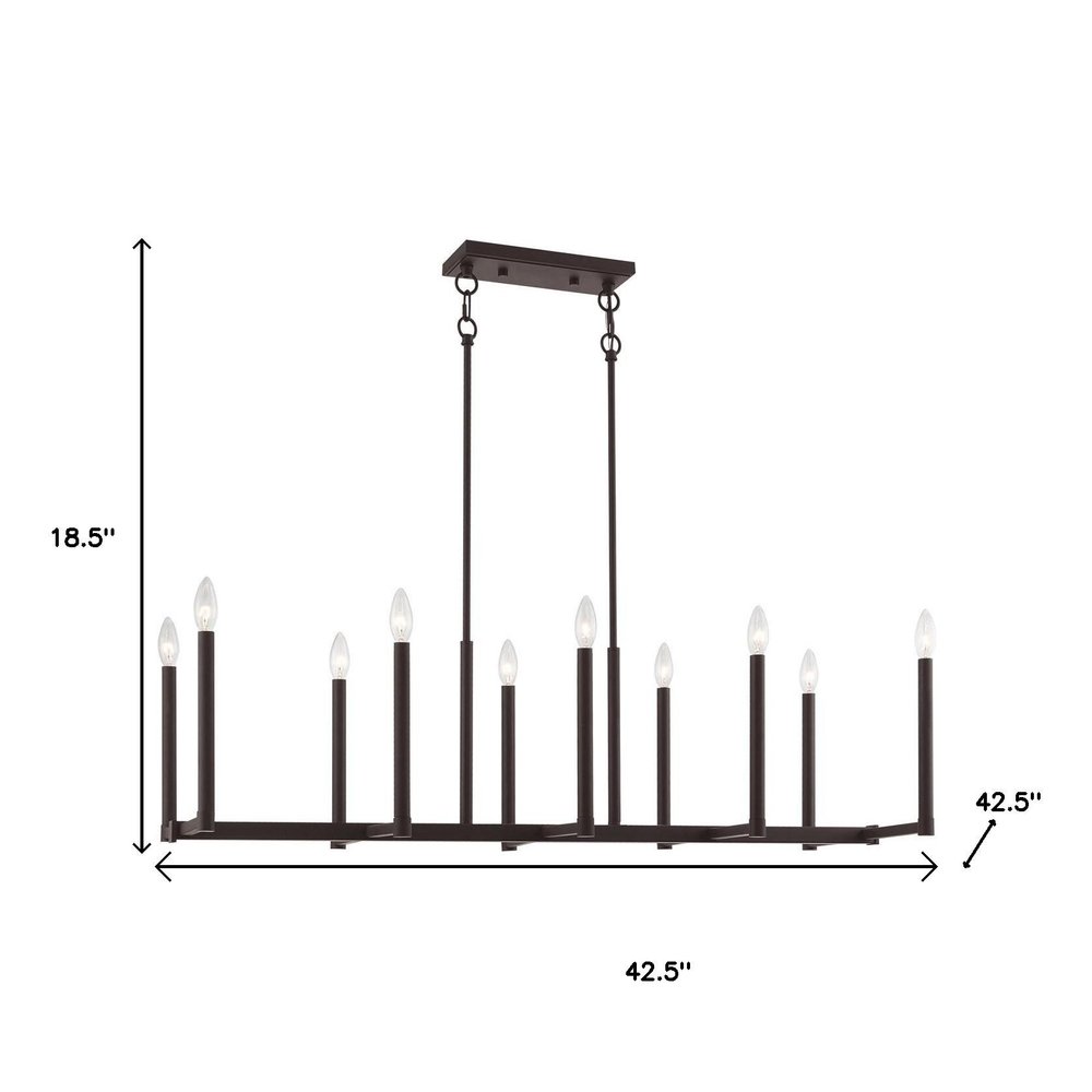 Bronze Ten Light Dimmable Chandelier With Shades