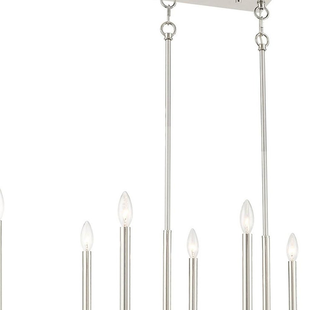 Nickel Ten Light Metal Dimmable Chandelier With Shades