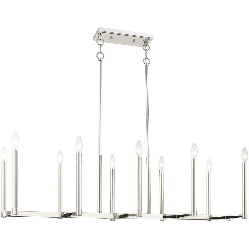 Nickel Ten Light Metal Dimmable Chandelier With Shades