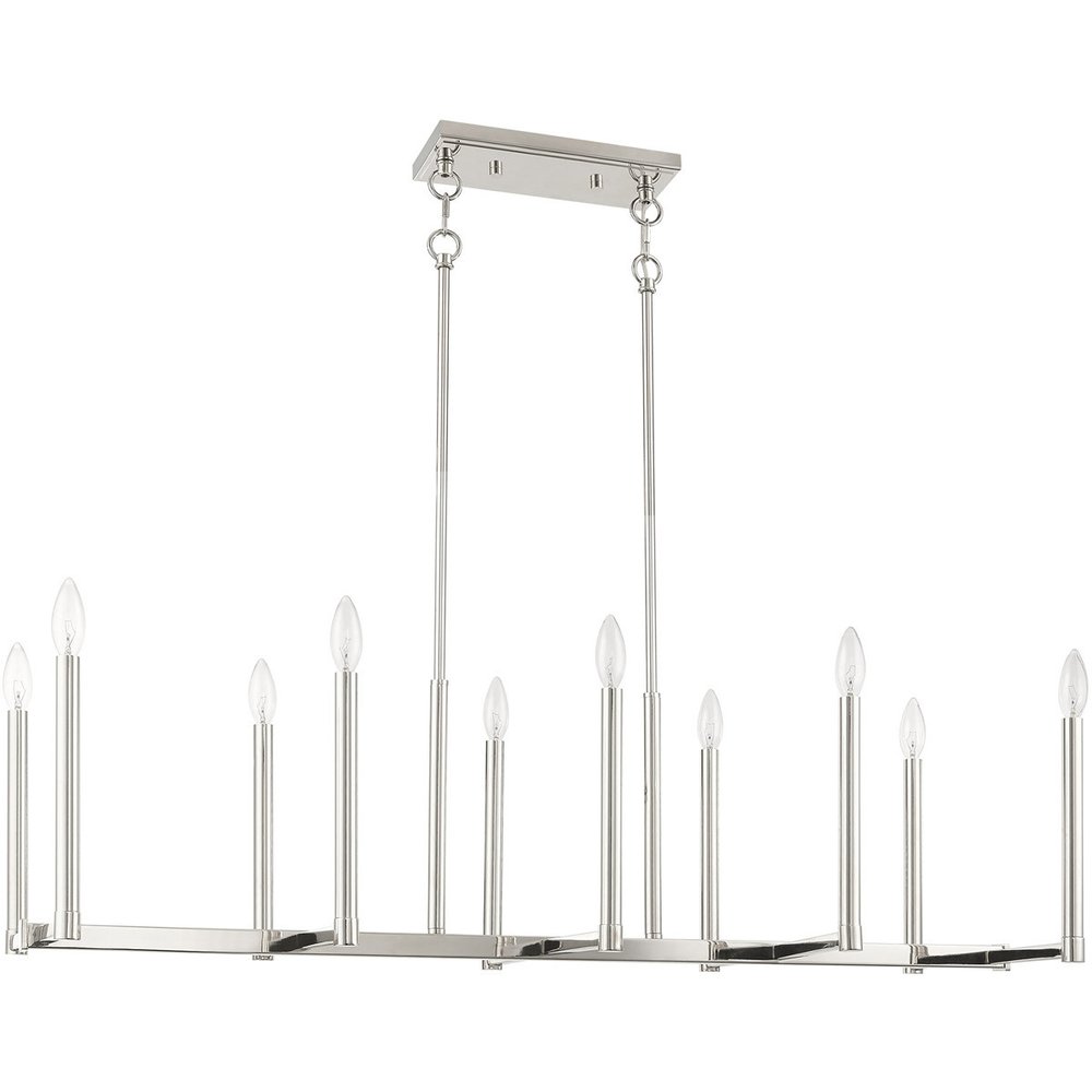 Nickel Ten Light Metal Dimmable Chandelier With Shades