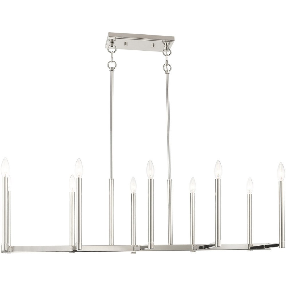 Nickel Ten Light Metal Dimmable Chandelier With Shades