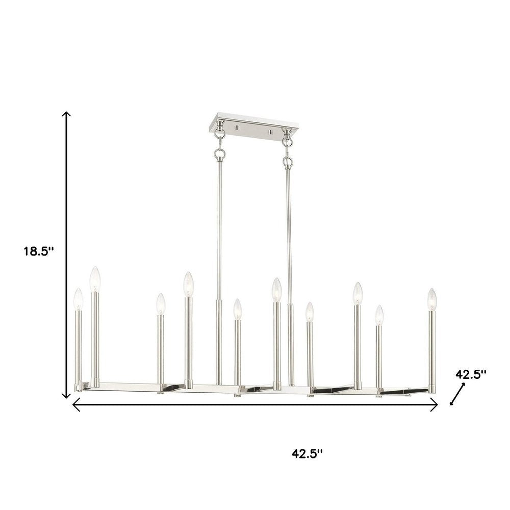 Nickel Ten Light Metal Dimmable Chandelier With Shades