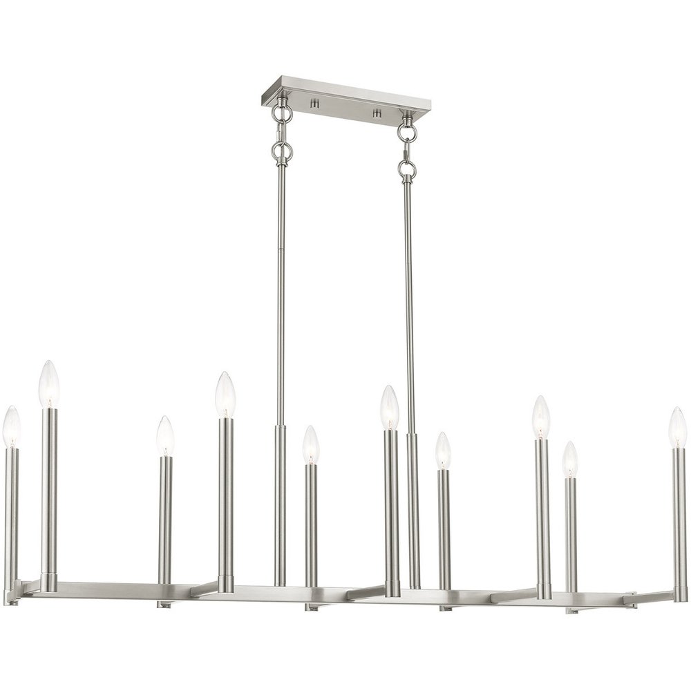 Nickel Ten Light Metal Dimmable Chandelier With Shades