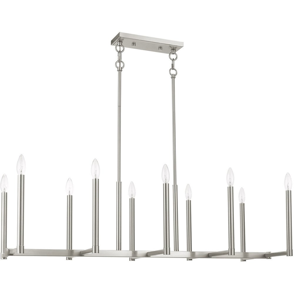 Nickel Ten Light Metal Dimmable Chandelier With Shades