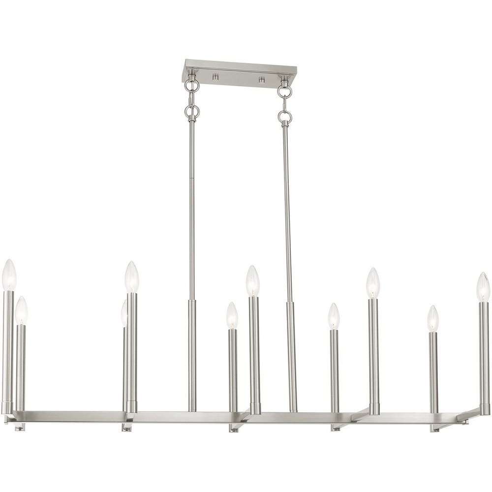 Nickel Ten Light Metal Dimmable Chandelier With Shades