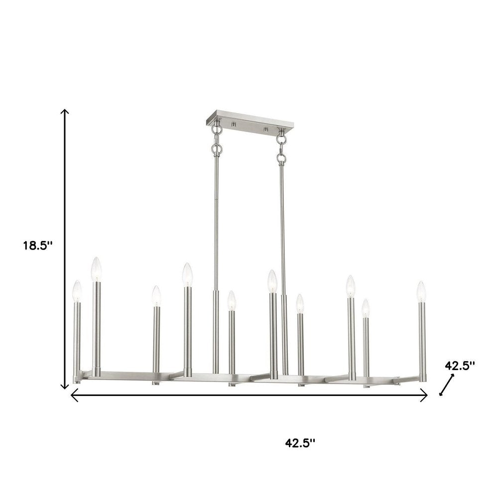 Nickel Ten Light Metal Dimmable Chandelier With Shades