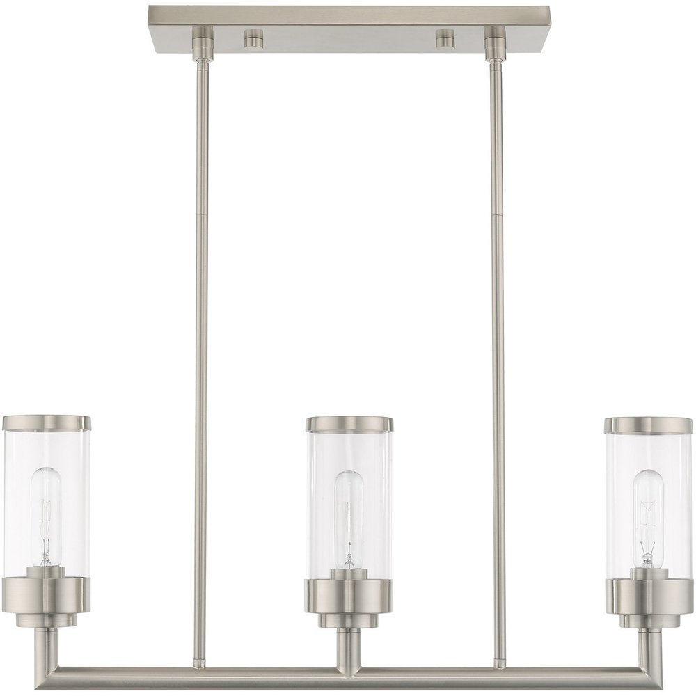 Nickel Three Light Metal Dimmable Chandelier With Shades