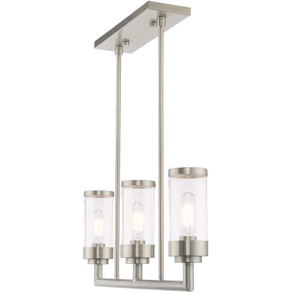 Nickel Three Light Metal Dimmable Chandelier With Shades
