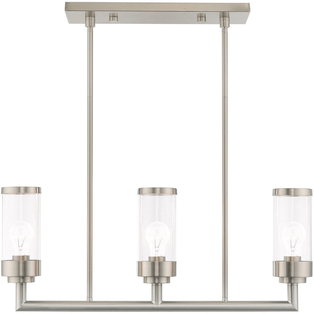 Nickel Three Light Metal Dimmable Chandelier With Shades
